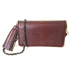 ZARA Faux Croc Burgundy Crossbody